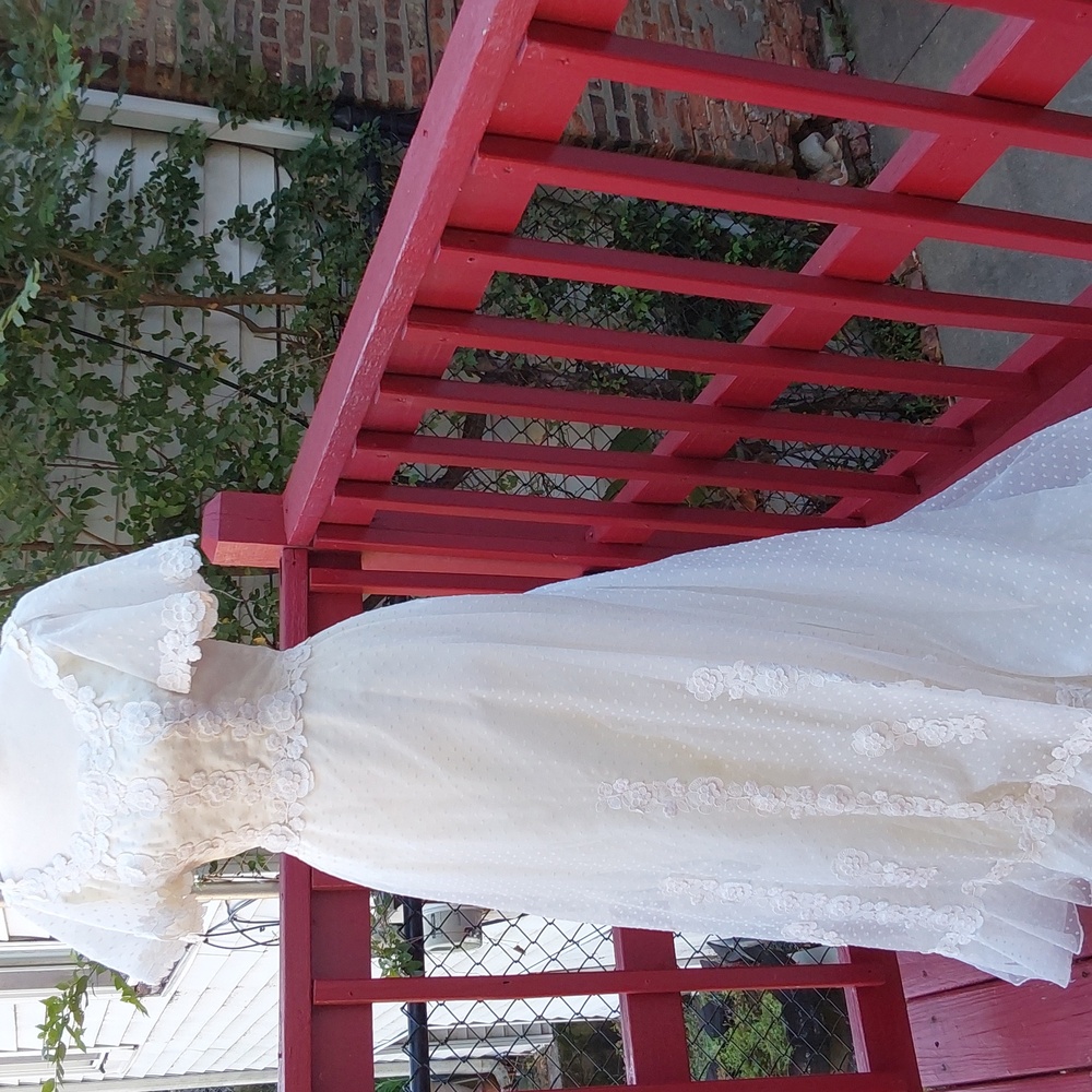 Vintage Floral Lace Wedding  Dress - Picture 2 of 5